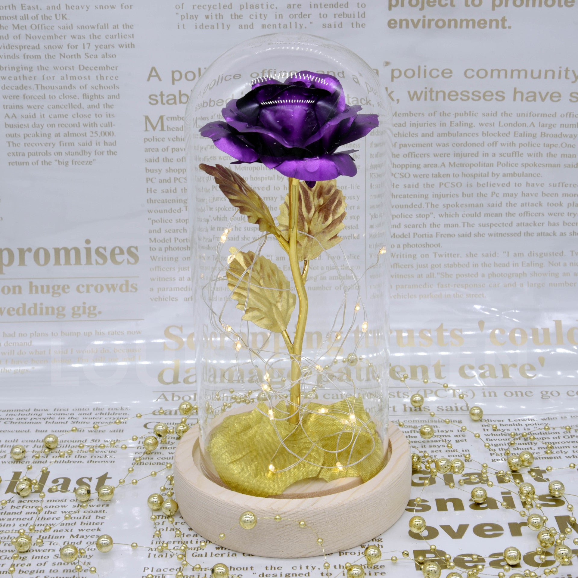 Factory Outlet Gold Foil Rose Rose Light Glass Cover Rose LED